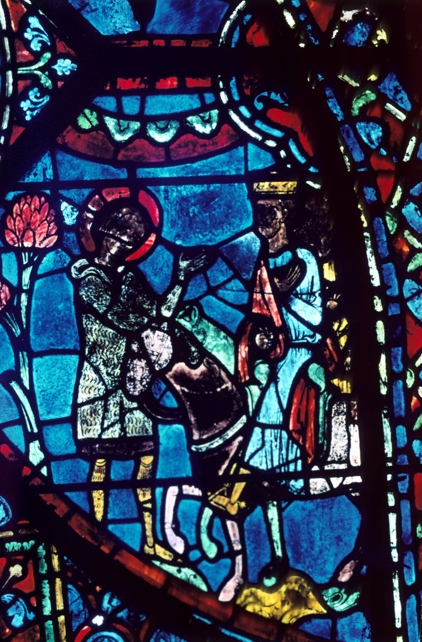 Baudoin informa a Carlomagno de la muerte de Roldán, vidriera, Catedral de Chartres, 1194-1260 de Unbekannt