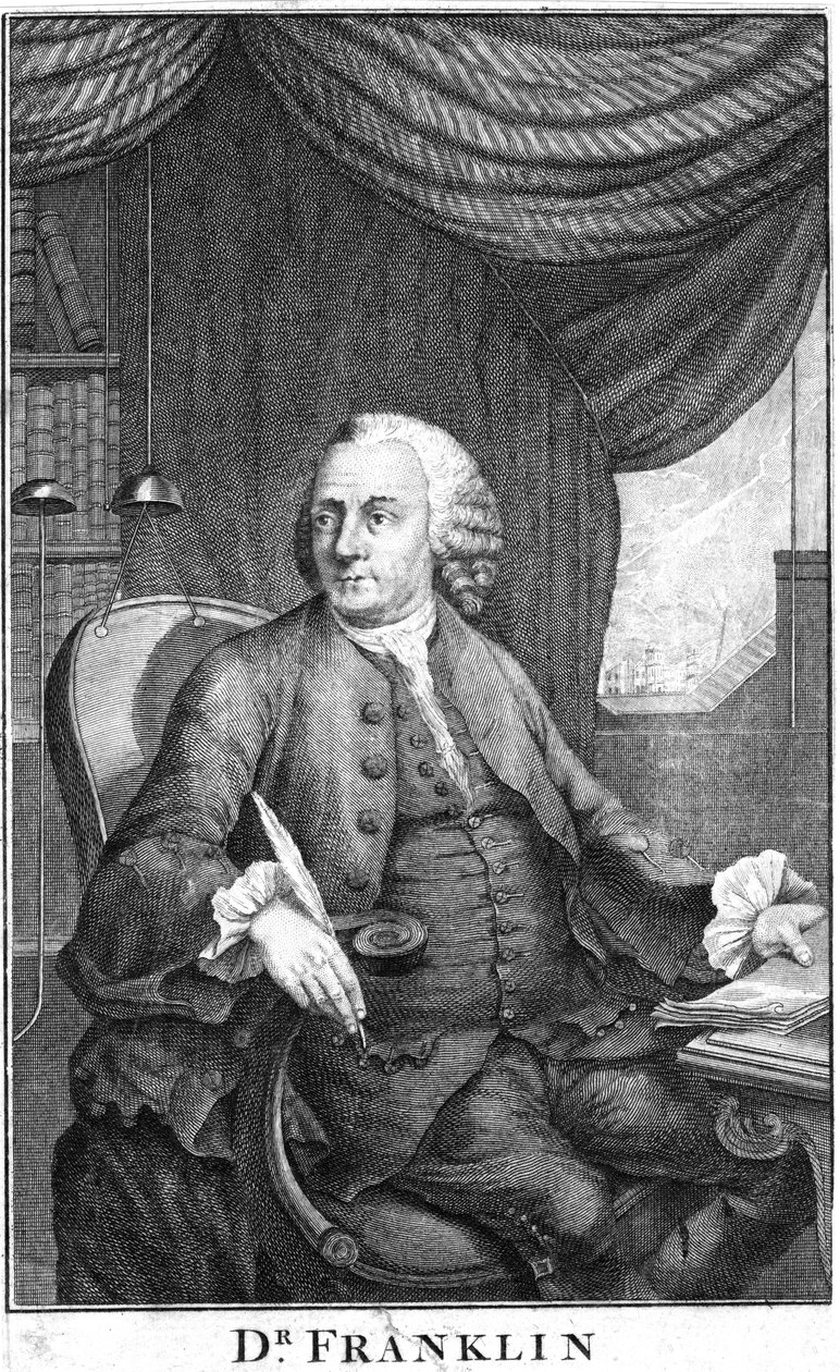 Benjamin Franklin, científico, inventor y estadista estadounidense, finales del siglo XVIII de Unbekannt