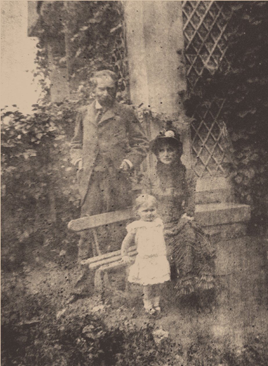 Berthe Morisot, su esposo Eugène Manet y su hija, Julie, ca 1881 de Unbekannt