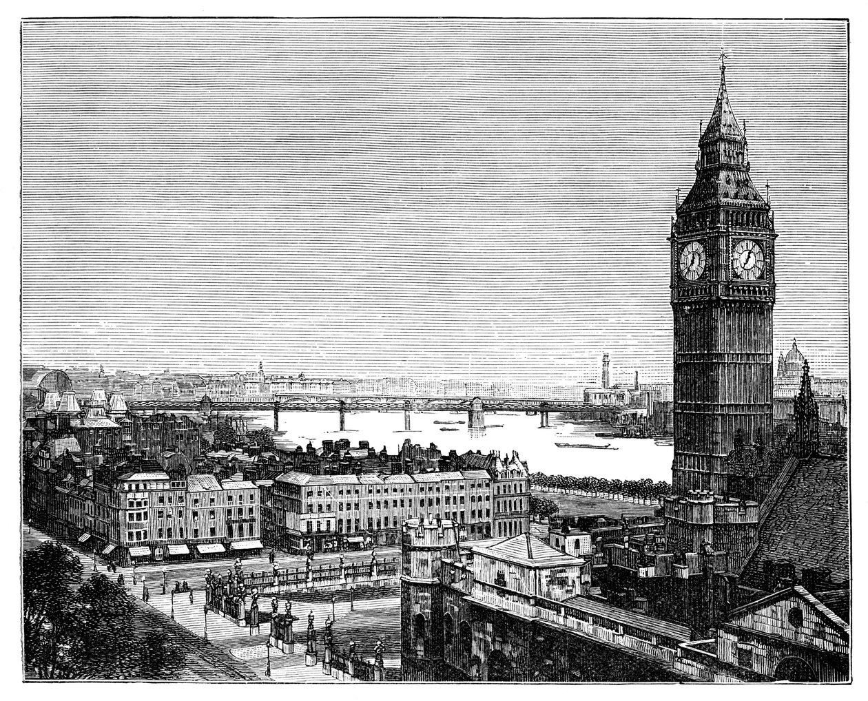 Big Ben y las Casas del Parlamento, Westminster, Londres, 1870 de Unbekannt