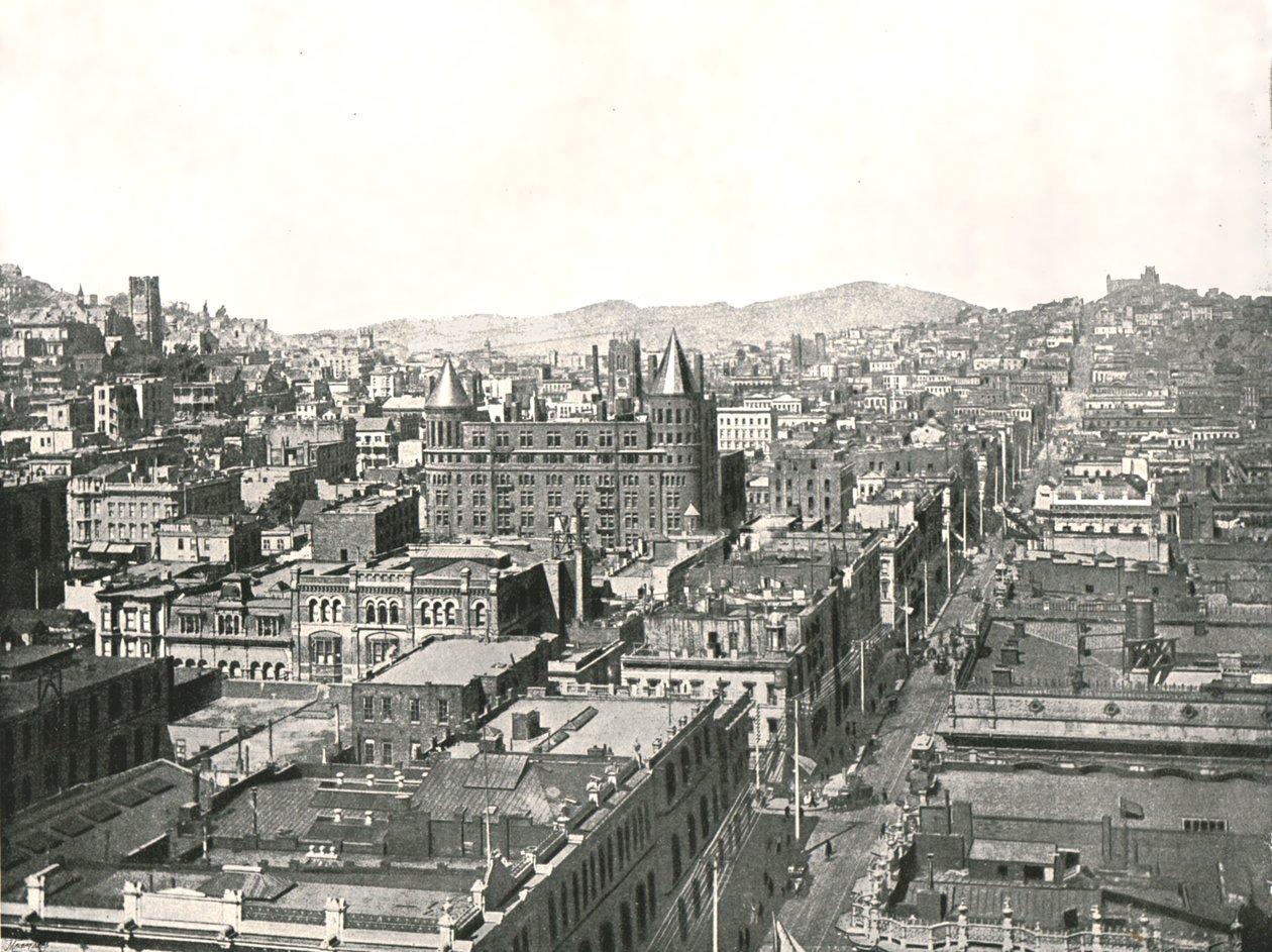 Vista aérea desde la torre del edificio Chronicle, San Francisco, EE.UU., 1895 de Unbekannt