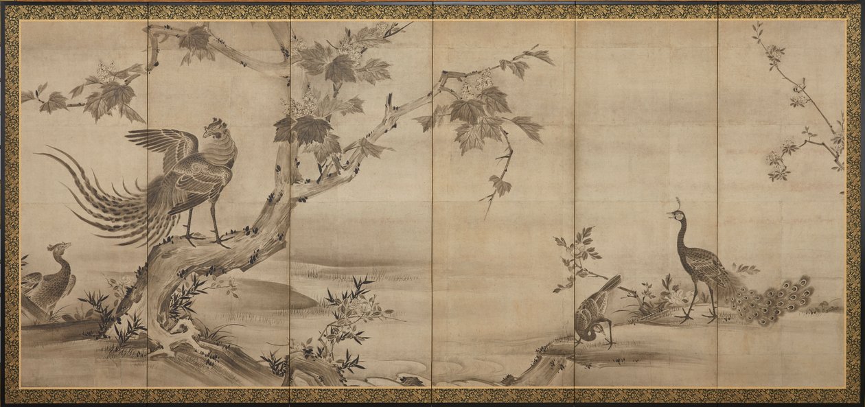Aves, flores y árboles, Momoyama, 1568-1615 de Unbekannt