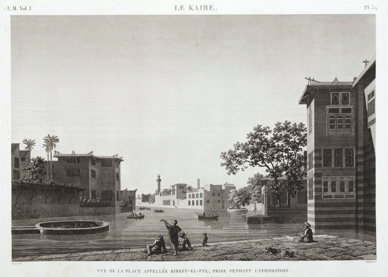 Birket-al-Fyl, El Cairo, Egipto, durante la inundación, c. 1798 de Unbekannt