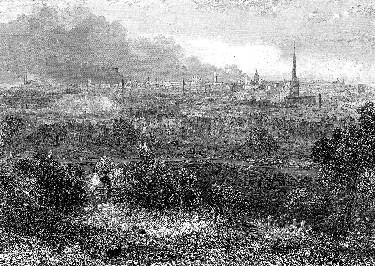 Birmingham vista desde el sur mostrando chimeneas humeantes de Unbekannt