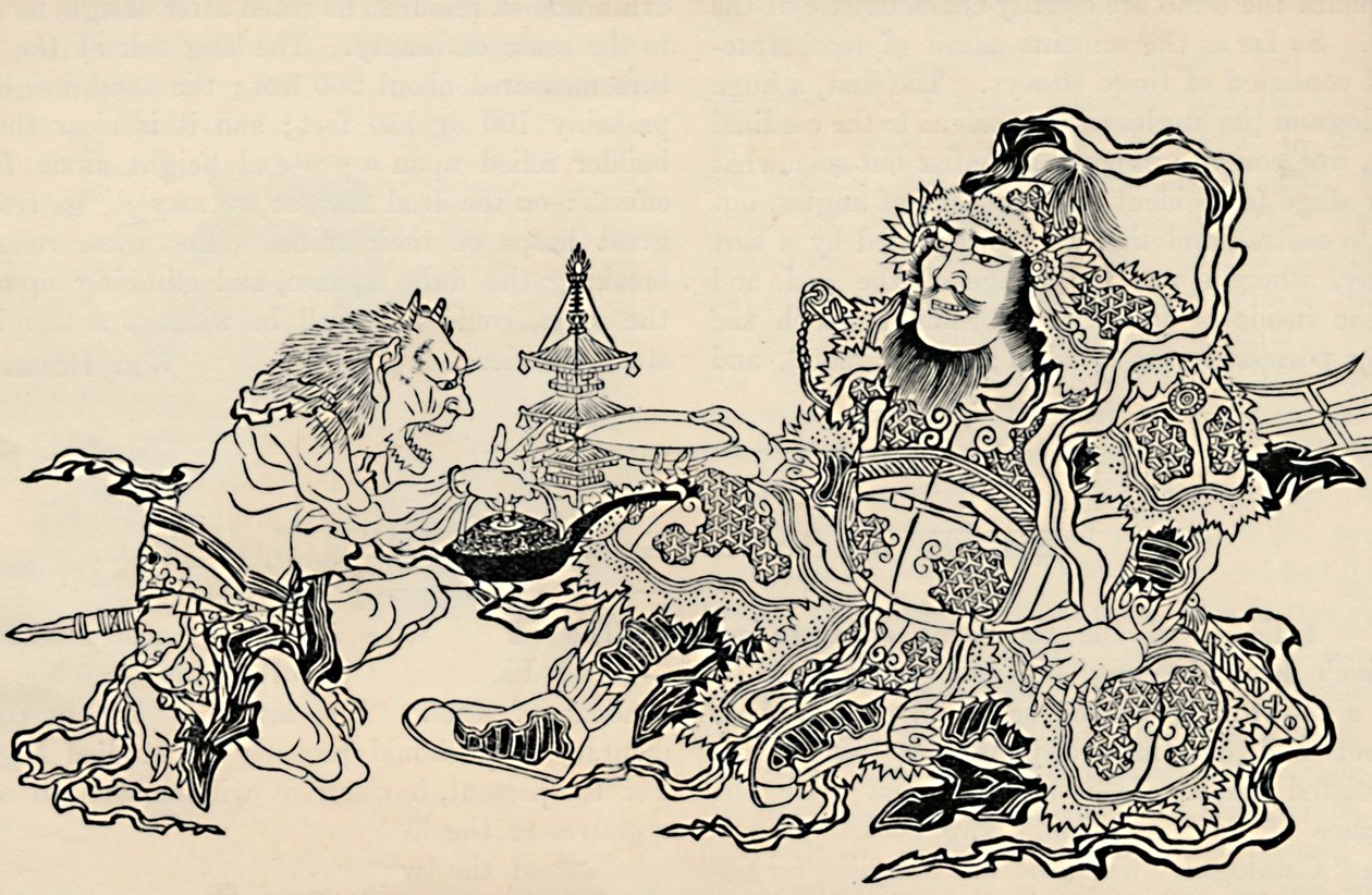Bishamon y el demonio ministrante, 1886 de Unbekannt