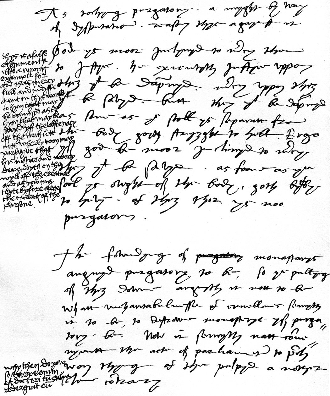 Argumentos del Obispo Latimer contra la doctrina católica del Purgatorio con notas marginales hechas por el Rey Enrique VIII, c.1538 de Unbekannt