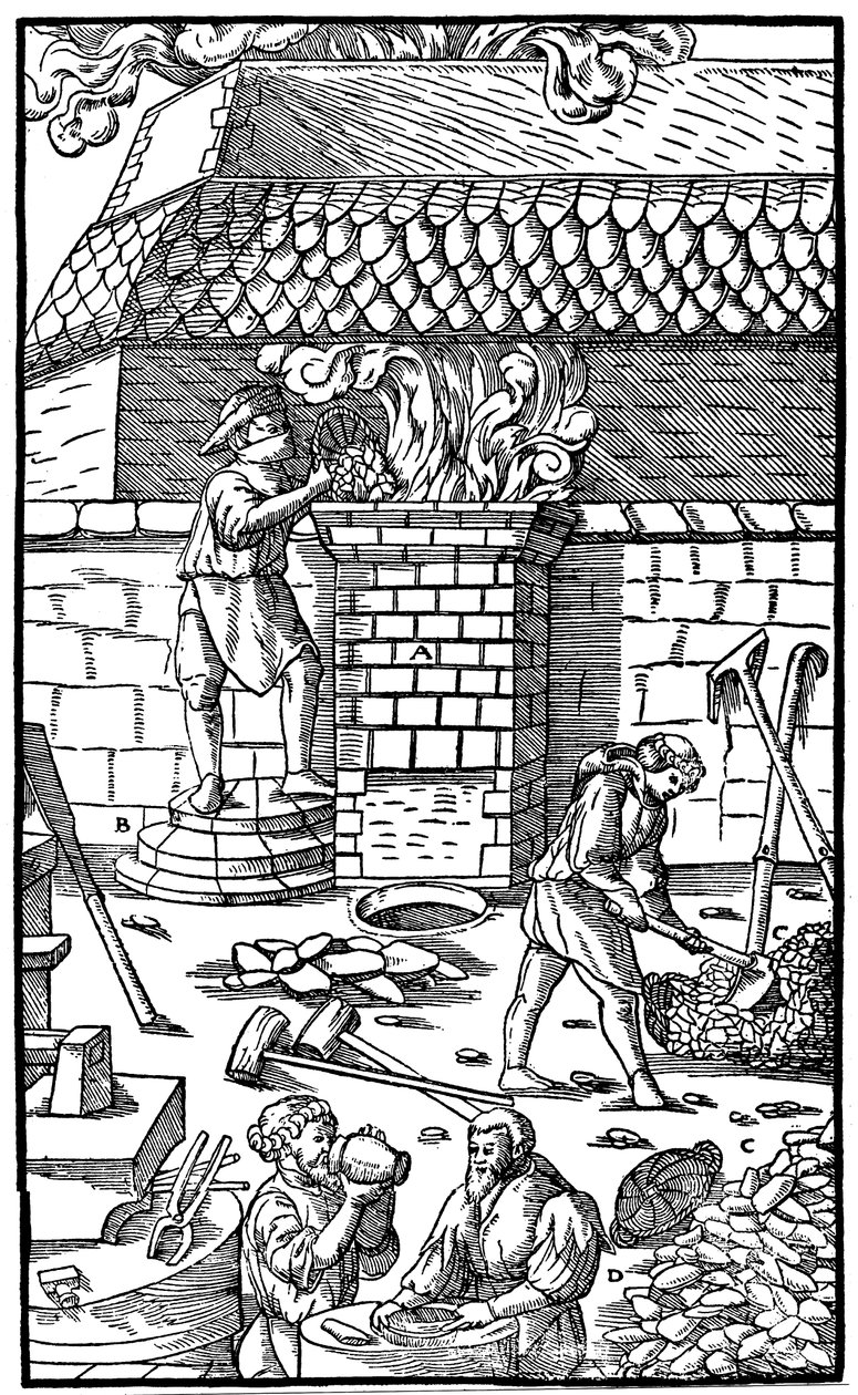 Horno de fundición para fundir mineral de hierro, 1556 de Unbekannt