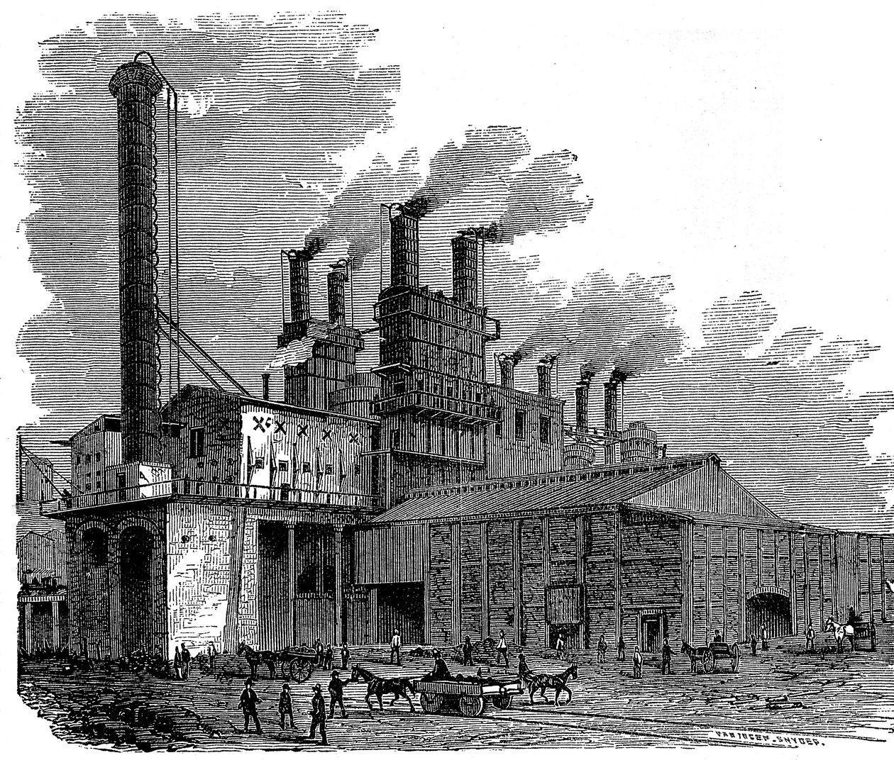 Altos hornos en Phoenix Iron and Bridge Works, Phoenixville, Pennsylvania, EE.UU., 1873 de Unbekannt
