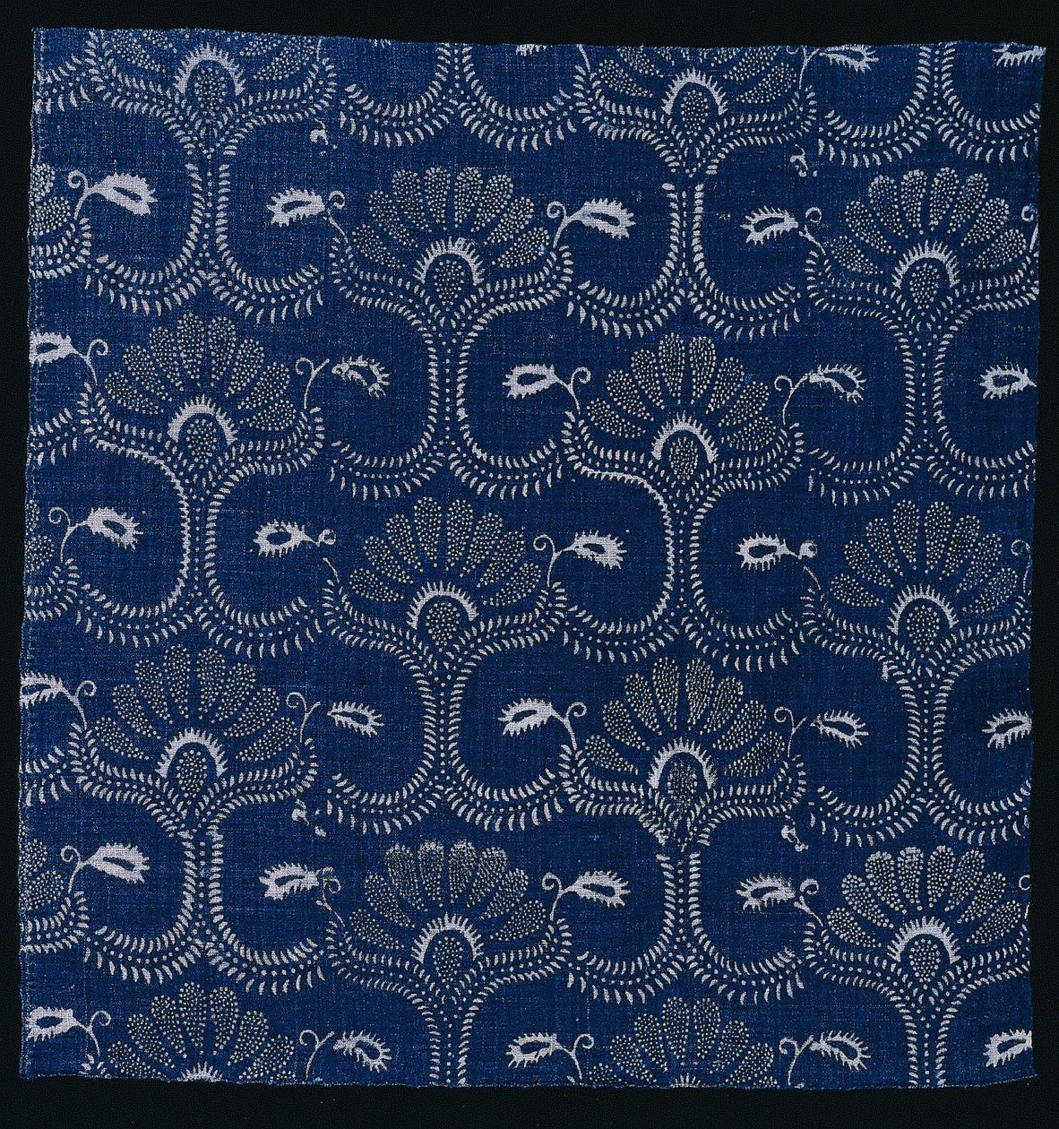 Impresión de resistencia índigo azul con diseño de hoja estilizada, 1790 de Unbekannt