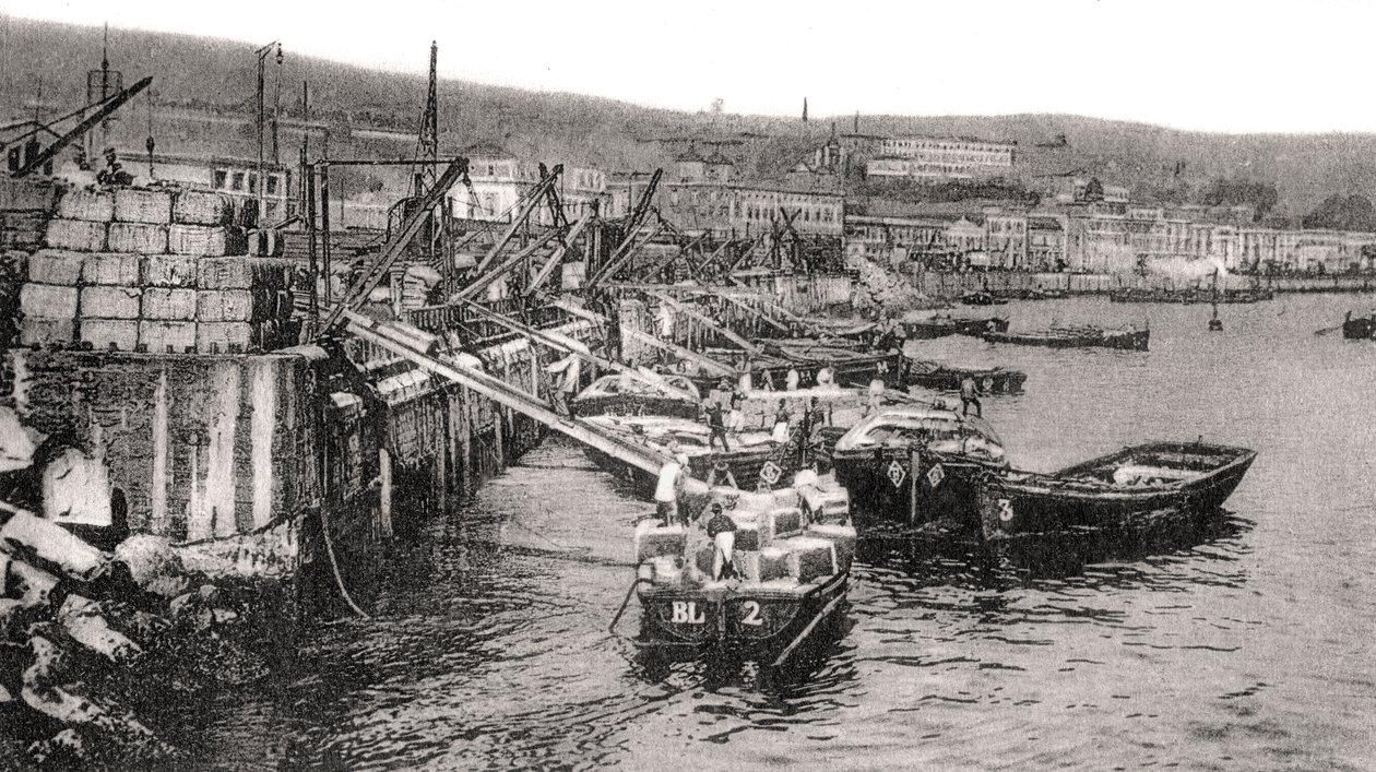 Barcos en el río Malecón, Valparaíso, Chile, c. 1900s de Unbekannt