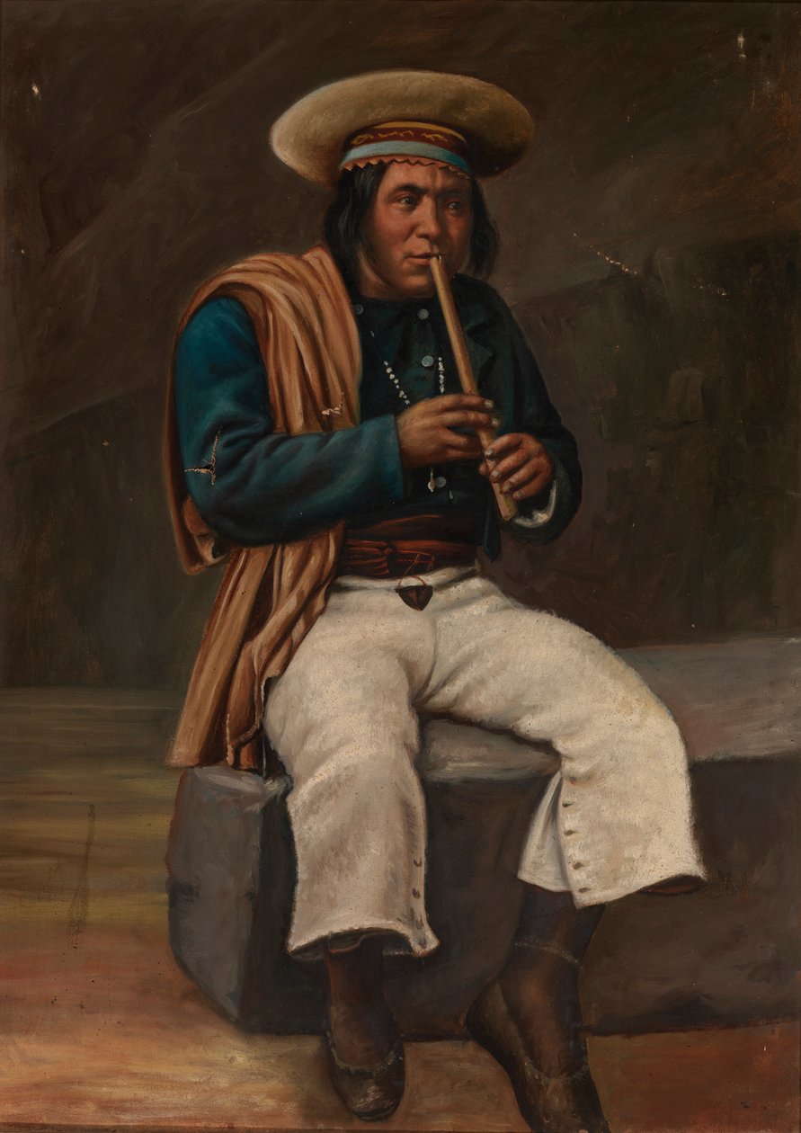 Indio boliviano tocando la quena, ca. 1890-1892 de Unbekannt