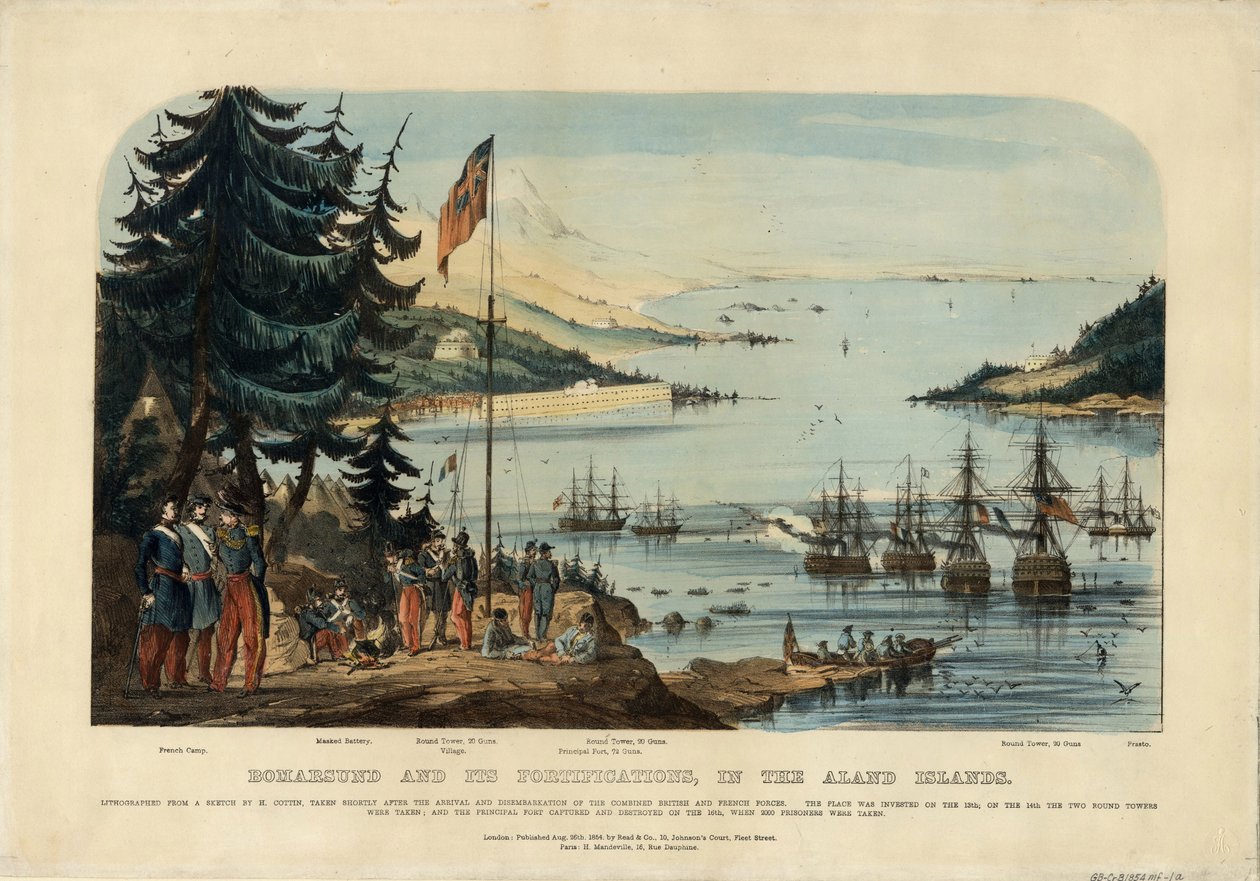 Bomarsund y sus fortificaciones, en las Islas Åland 1854, 1854 de Unbekannt