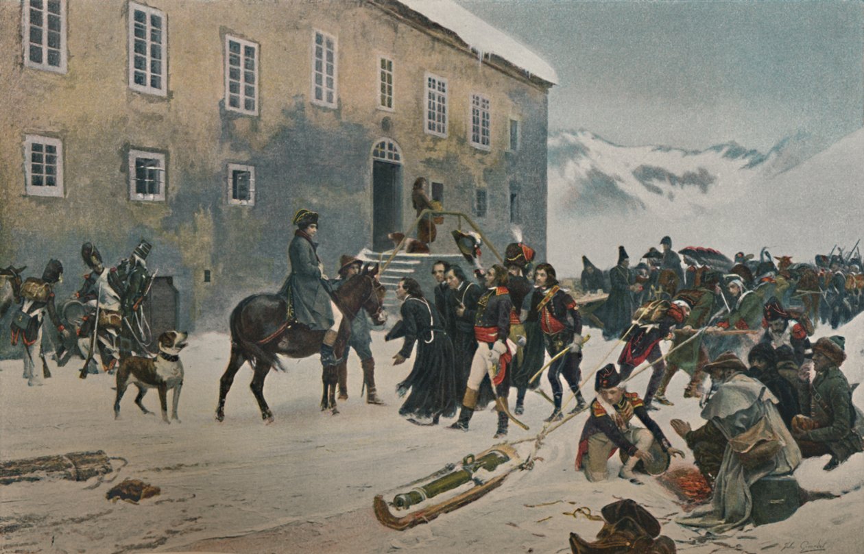 Bonaparte recibido por los monjes del Monte San Bernardo. Paso de los Alpes, mayo 1800, 1896 de Unbekannt