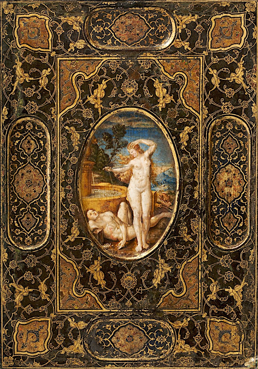 Cubierta de libro, cuero pintado, finales del siglo XVI de Unbekannt