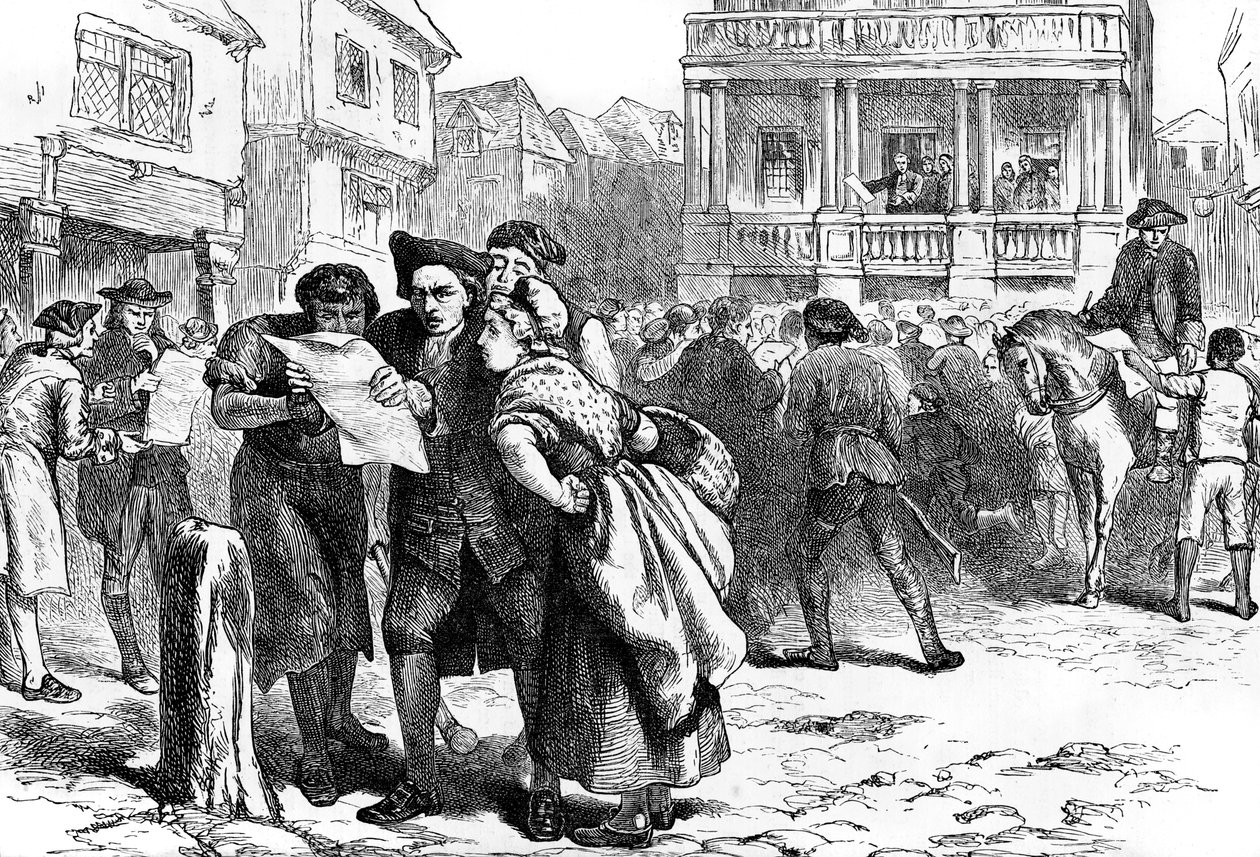 Bostonians leyendo el Acta del Sello, 1765 c. 1880 de Unbekannt