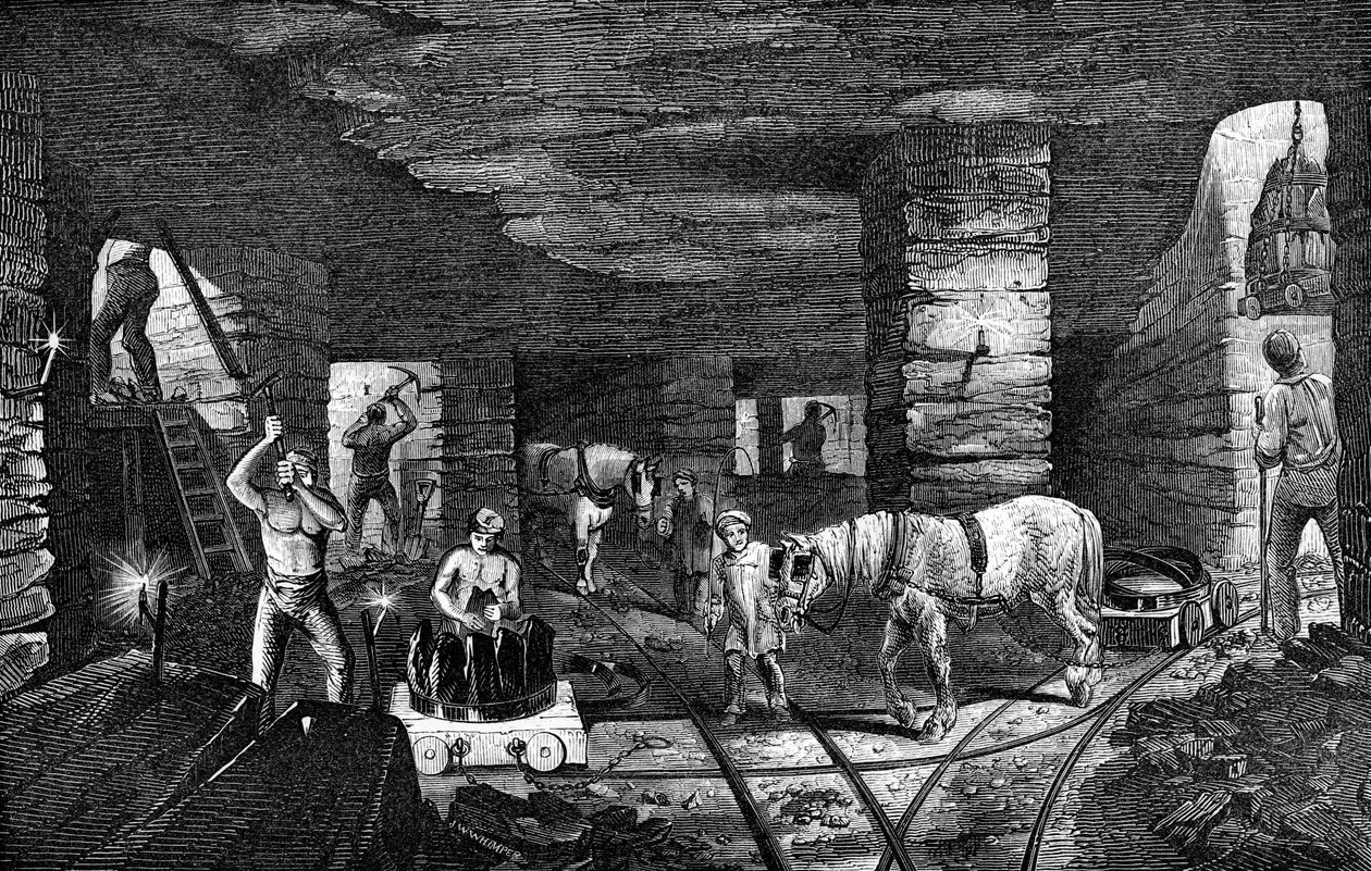 Mina de carbón Bradley, cerca de Bilston, 1886 de Unbekannt
