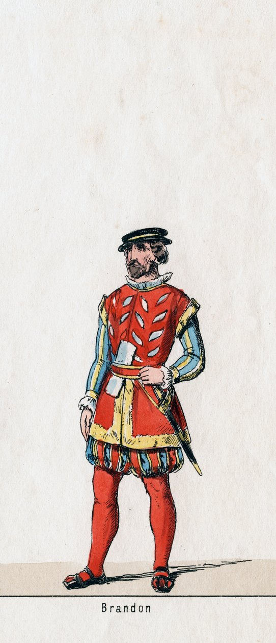 Brandon, diseño de vestuario para la obra de Shakespeare, Enrique VIII, siglo XIX de Unbekannt