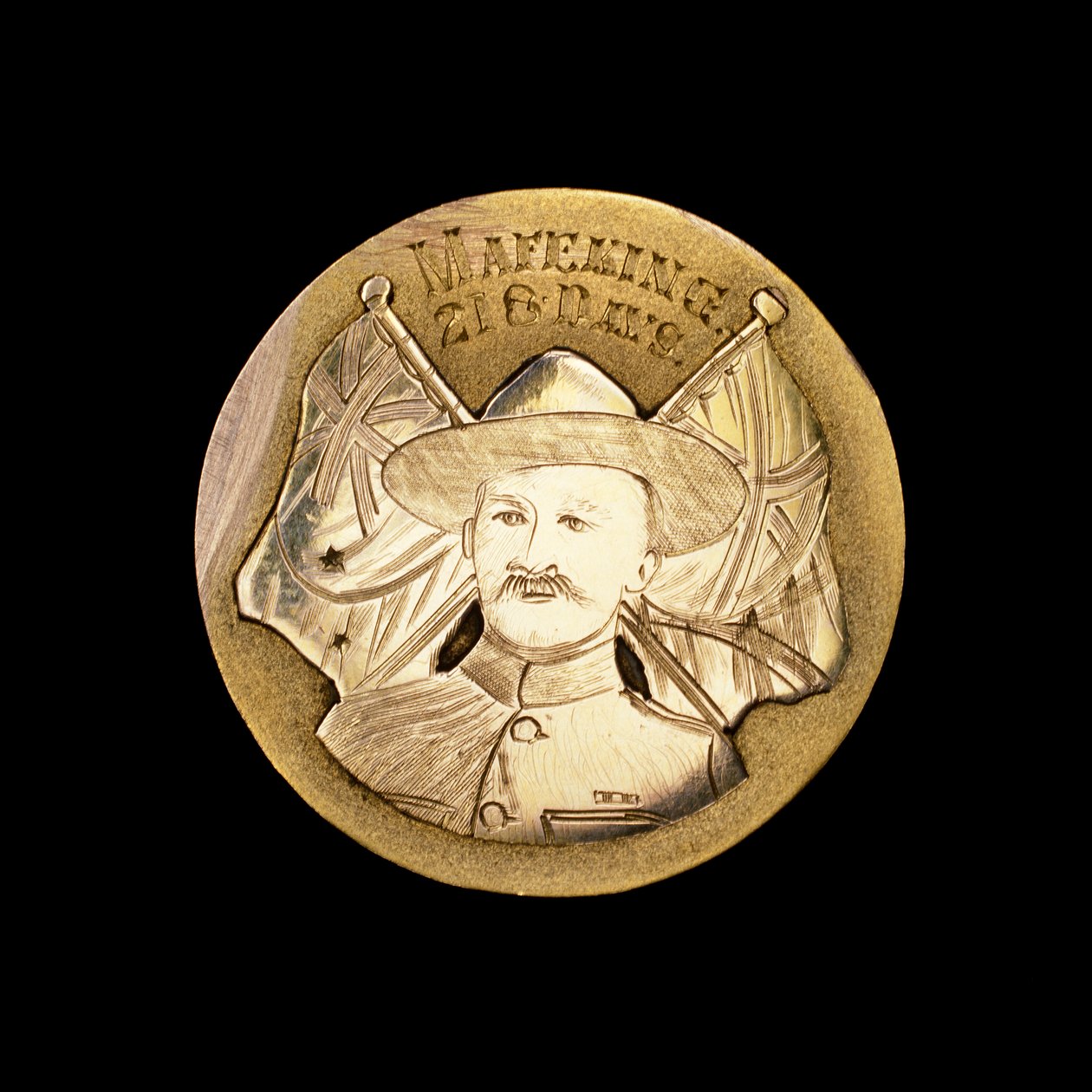 Medalla británica de la Guerra de los Bóeres celebrando la defensa contra el Sitio de Mafeking y representando a Robert Baden-Powell de Unbekannt