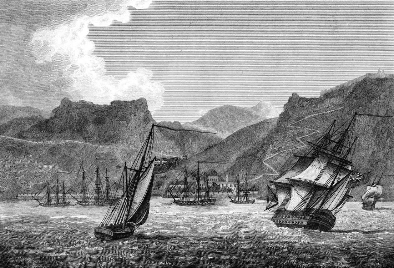Envíos británicos frente a Santa Elena, 1817 de Unbekannt