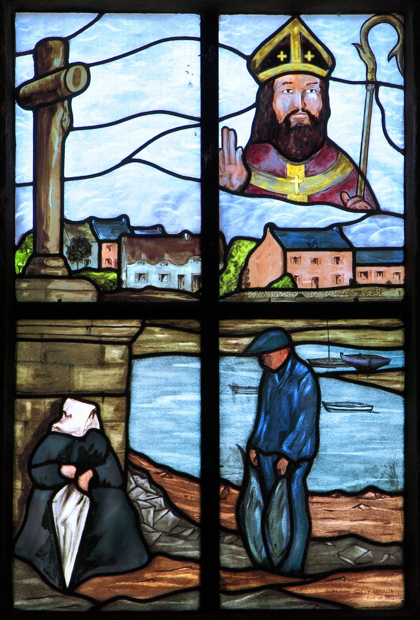 Bretaña - Morbihan - departamento 56 - La Ría de Etel - Isla de St-Cado - vitrales de la iglesia de Unbekannt