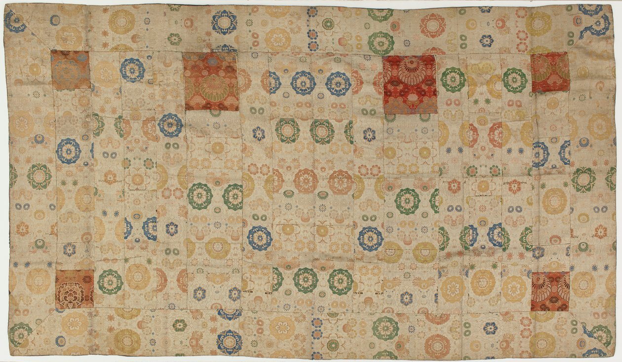 Brocado, seda. Túnica de monje budista, remendada, kesa, período Edo, 1615-1868 de Unbekannt