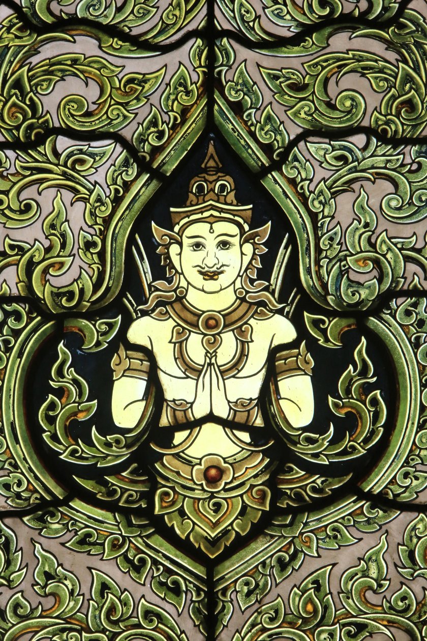 Buda. Vidriera. Templo de Mármol. Wat Benchamabophit Dusitvanaram Ratchaworawiharn. 1899. Bangkok. Tailandia de Unbekannt