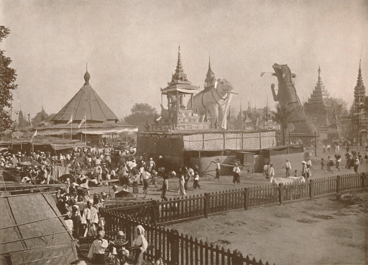 Escena de cremación budista - Un Phoongyi-byan, 1900 de Unbekannt