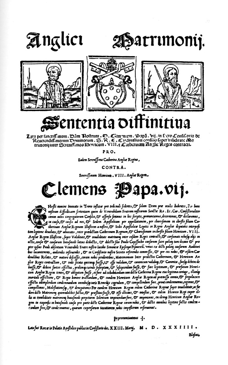 Bula del Papa Clemente VII contra el divorcio de Enrique VIII, 1530 de Unbekannt