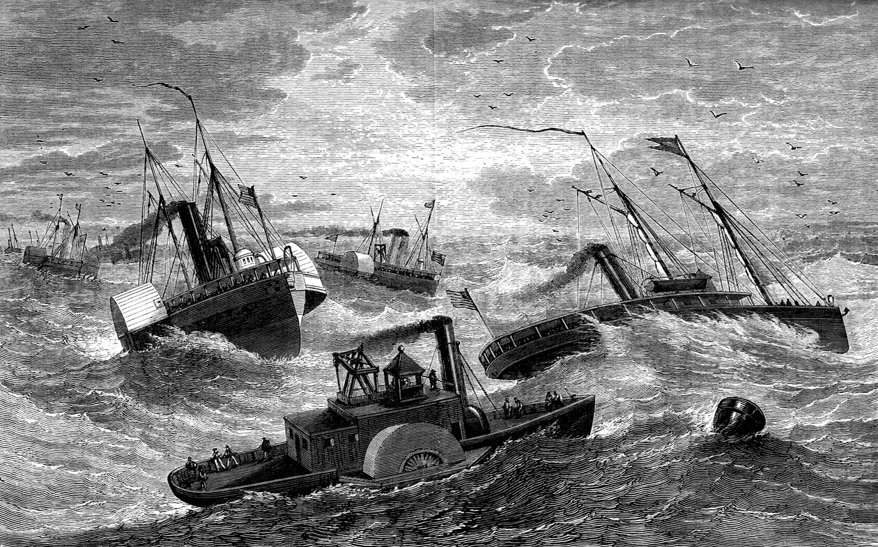Expedición de Burnside cruzando Hatteras Bar, Carolina del Norte, 1861-1862 c1880 de Unbekannt