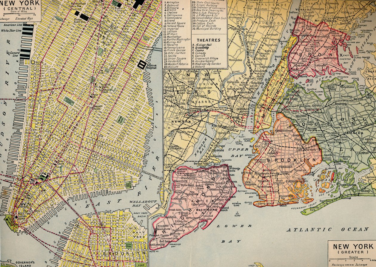 Centro de negocios de Nueva York en el extremo marítimo de Manhattan y alrededores, c1930s de Unbekannt