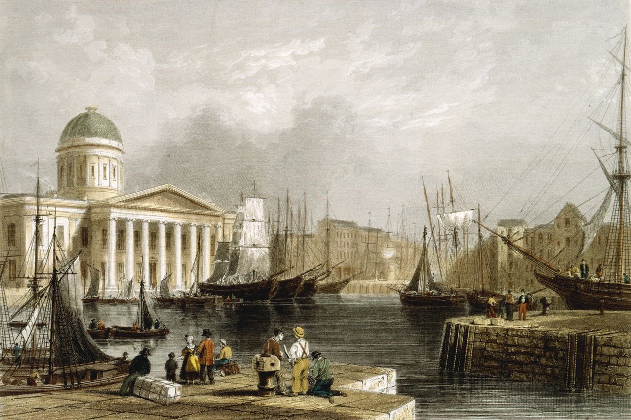 Canning Dock, Liverpool, mostrando la Aduana, 1841 de Unbekannt