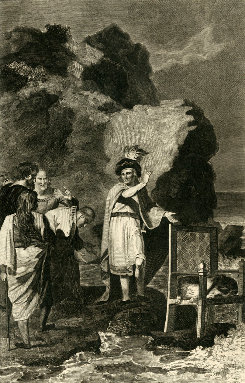 Canuto reprendiendo a sus cortesanos, siglo XVIII-XIX de Unbekannt