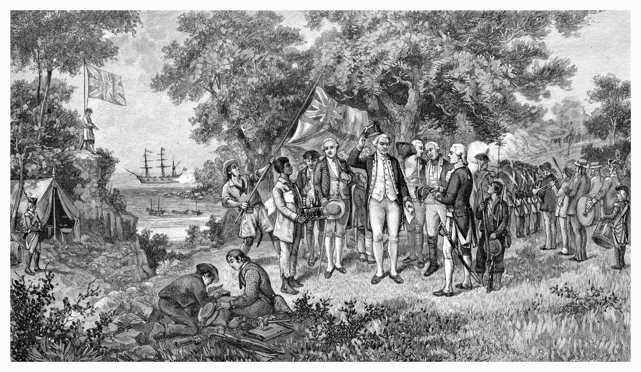 El Capitán Cook reclama la Bahía Botánica, Nueva Gales del Sur, Australia, 1770, 1886 de Unbekannt