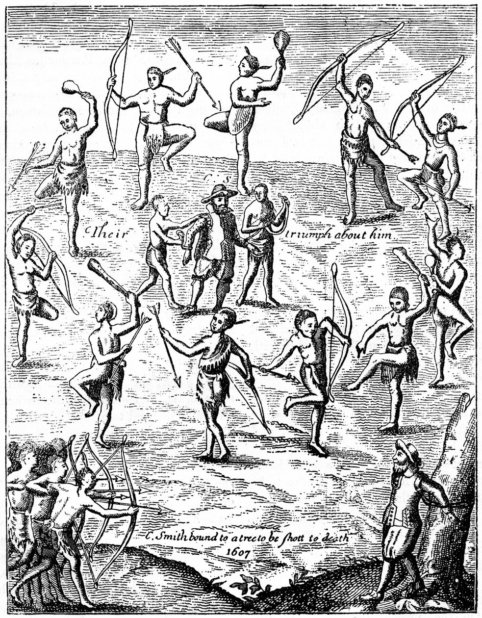 El capitán John Smith capturado por los indios, Virginia, 1607 de Unbekannt