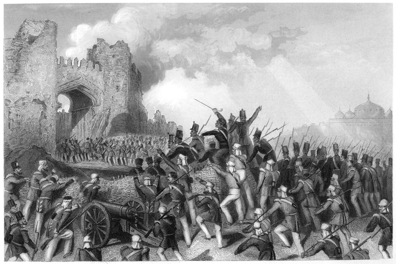 Captura de la Puerta de Cachemira, asalto de Delhi, 1857, c1860 de Unbekannt