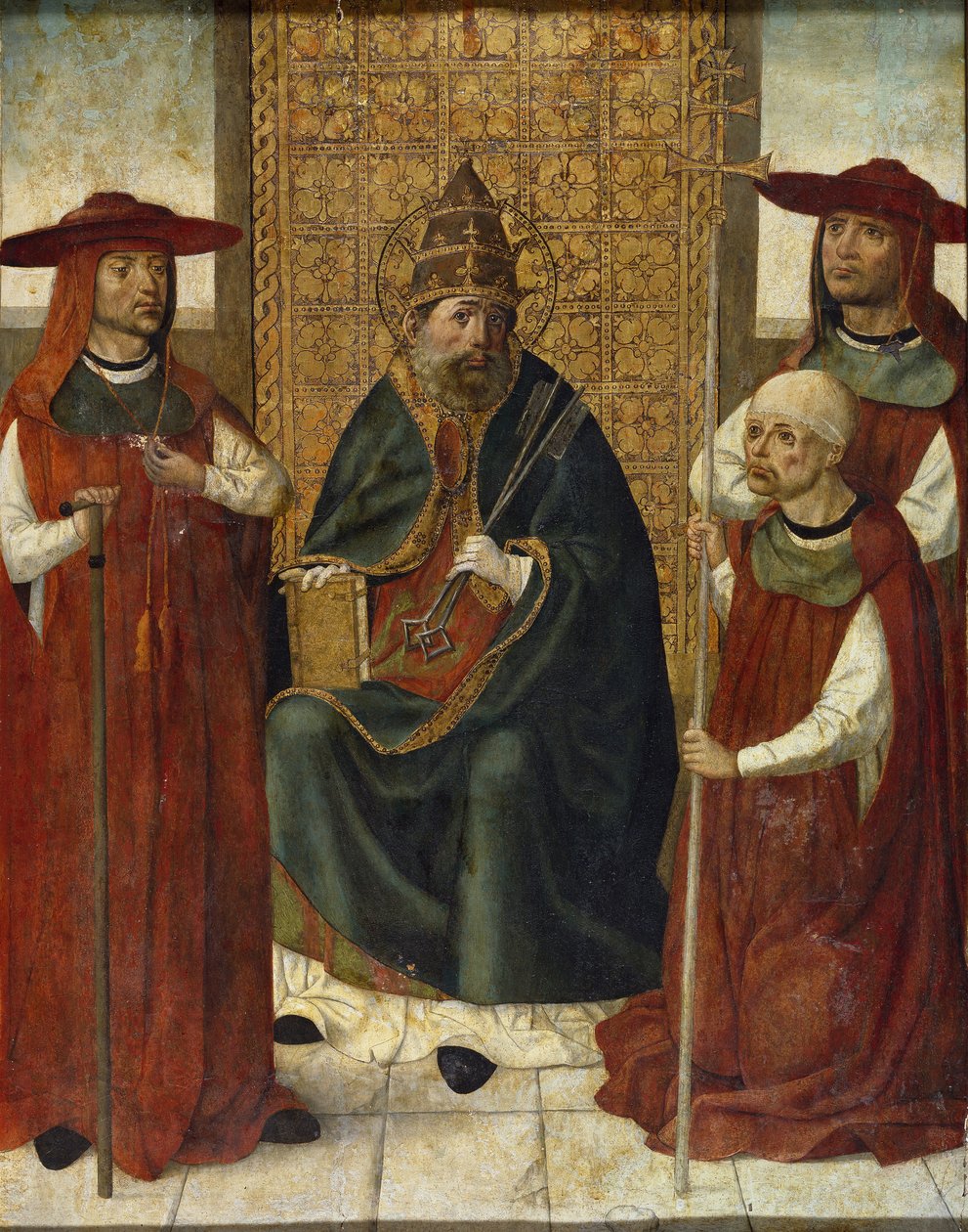 Cardenal Pedro González de Mendoza 1428-1495 rezando ante San Pedro, 1490-1495 de Unbekannt