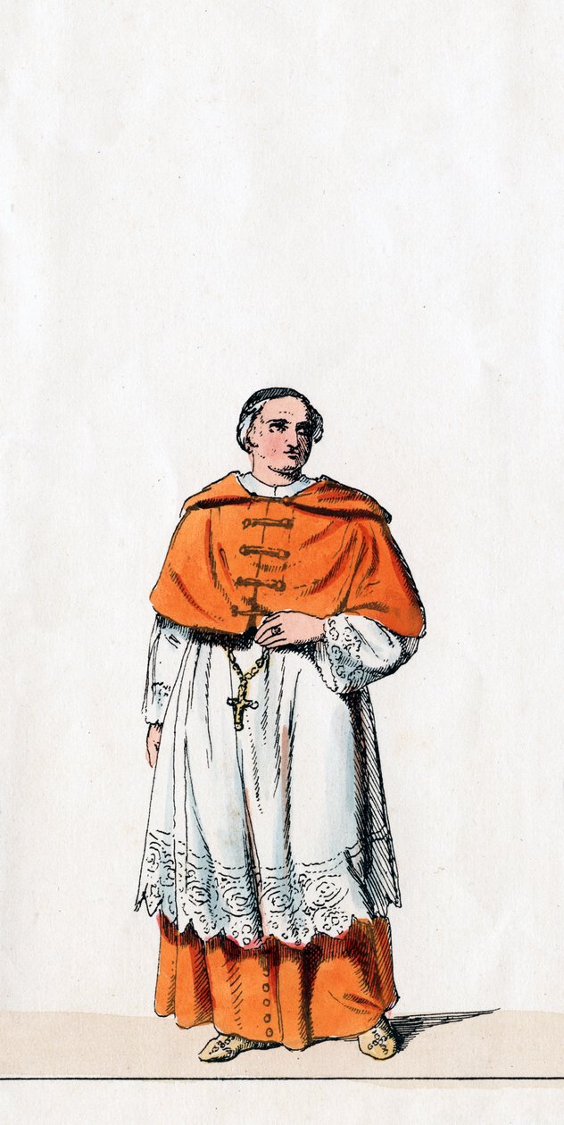 Cardenal Wolsey, diseño de vestuario para la obra de Shakespeare, Enrique VIII, siglo XIX de Unbekannt