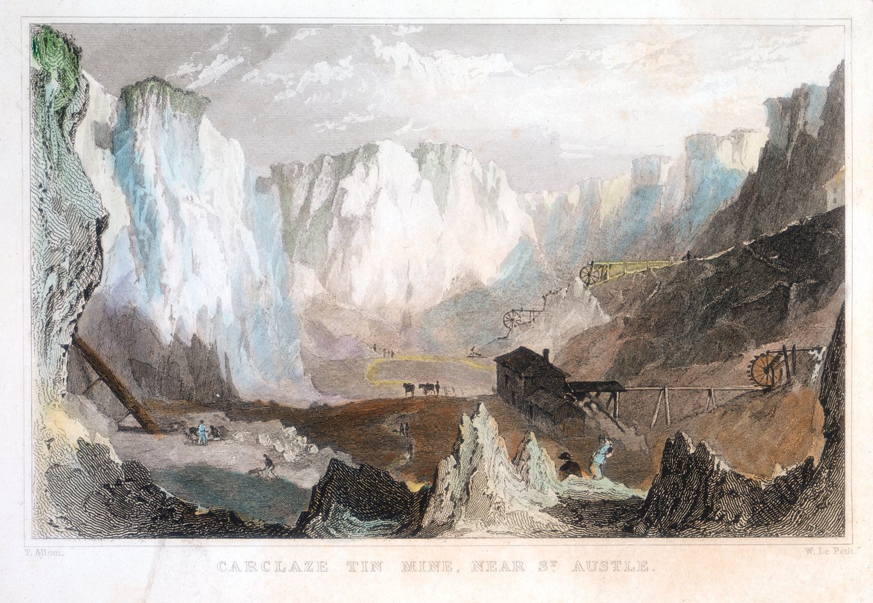 Mina de estaño Carglaze, cerca de St Austell, Cornwall, Inglaterra, c1825, 1837 de Unbekannt