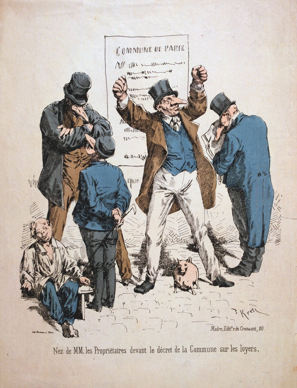 Caricatura de los propietarios, Comuna de París, 1871 de Unbekannt