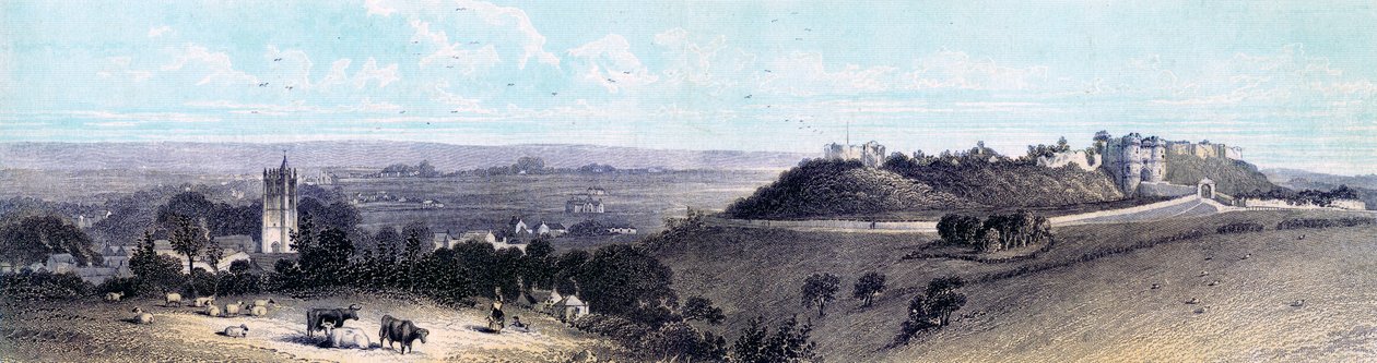 Castillo y pueblo de Carisbrooke, Isla de Wight, siglo XIX de Unbekannt