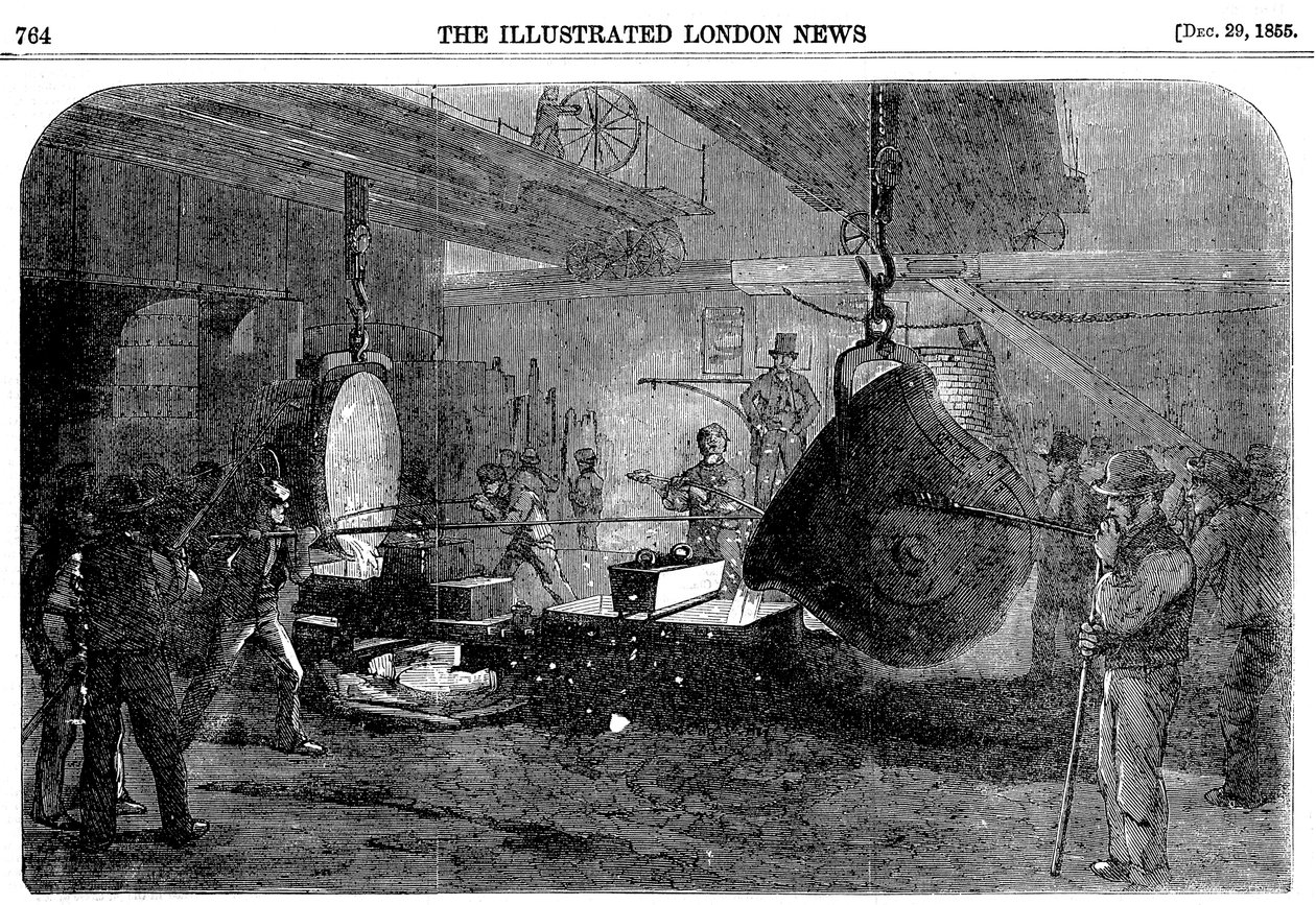 Fundiendo un mortero en Grissells Regents Canal Ironworks, City Road, Londres, 1855 de Unbekannt