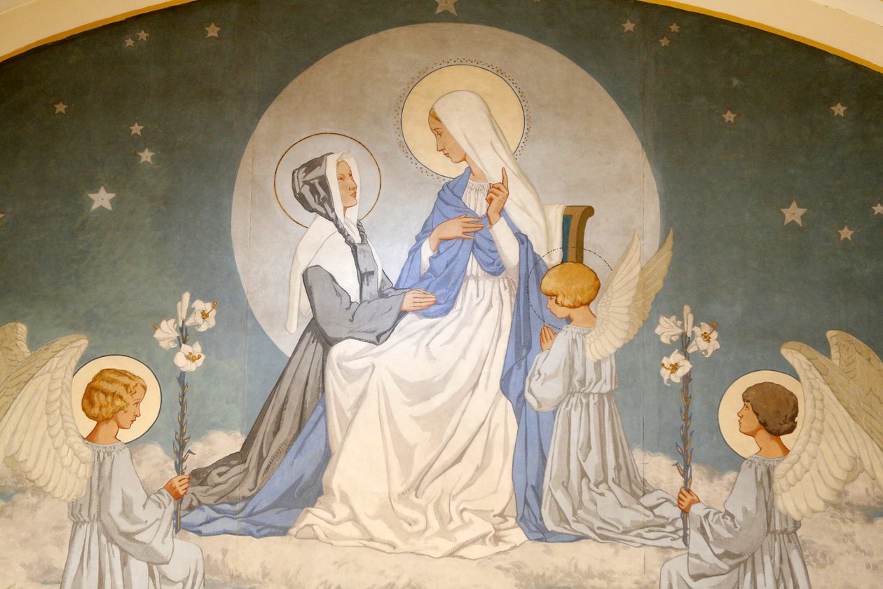 Catherine Labouré y la Virgen María. Fresco. Capilla de Nuestra Señora de la Medalla Milagrosa. París de Unbekannt