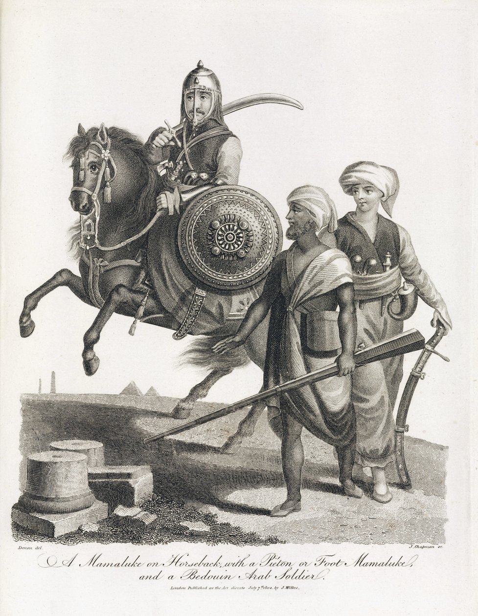 Caballero mameluco y soldados de la infantería mameluca y beduina, en 1804 de Unbekannt