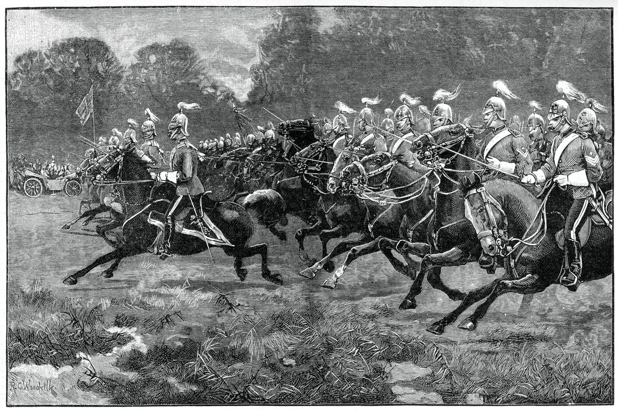 Carga de los Dragones de la Guardia 5ª y 7ª, revisión en Windsor Park, 1900 de Unbekannt