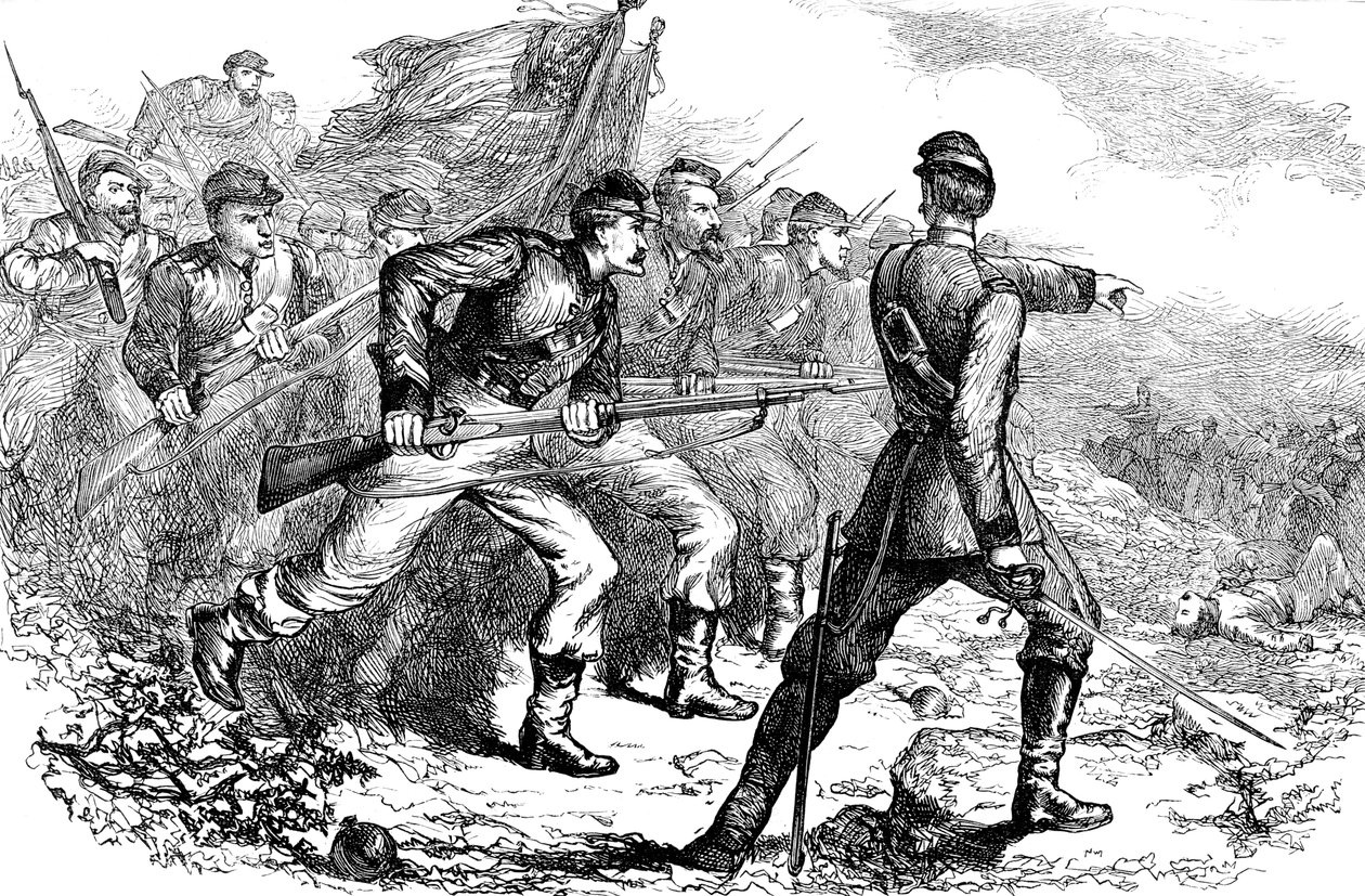 Carga de los Federales en Corinto, Guerra Civil Americana, c. 1880 de Unbekannt
