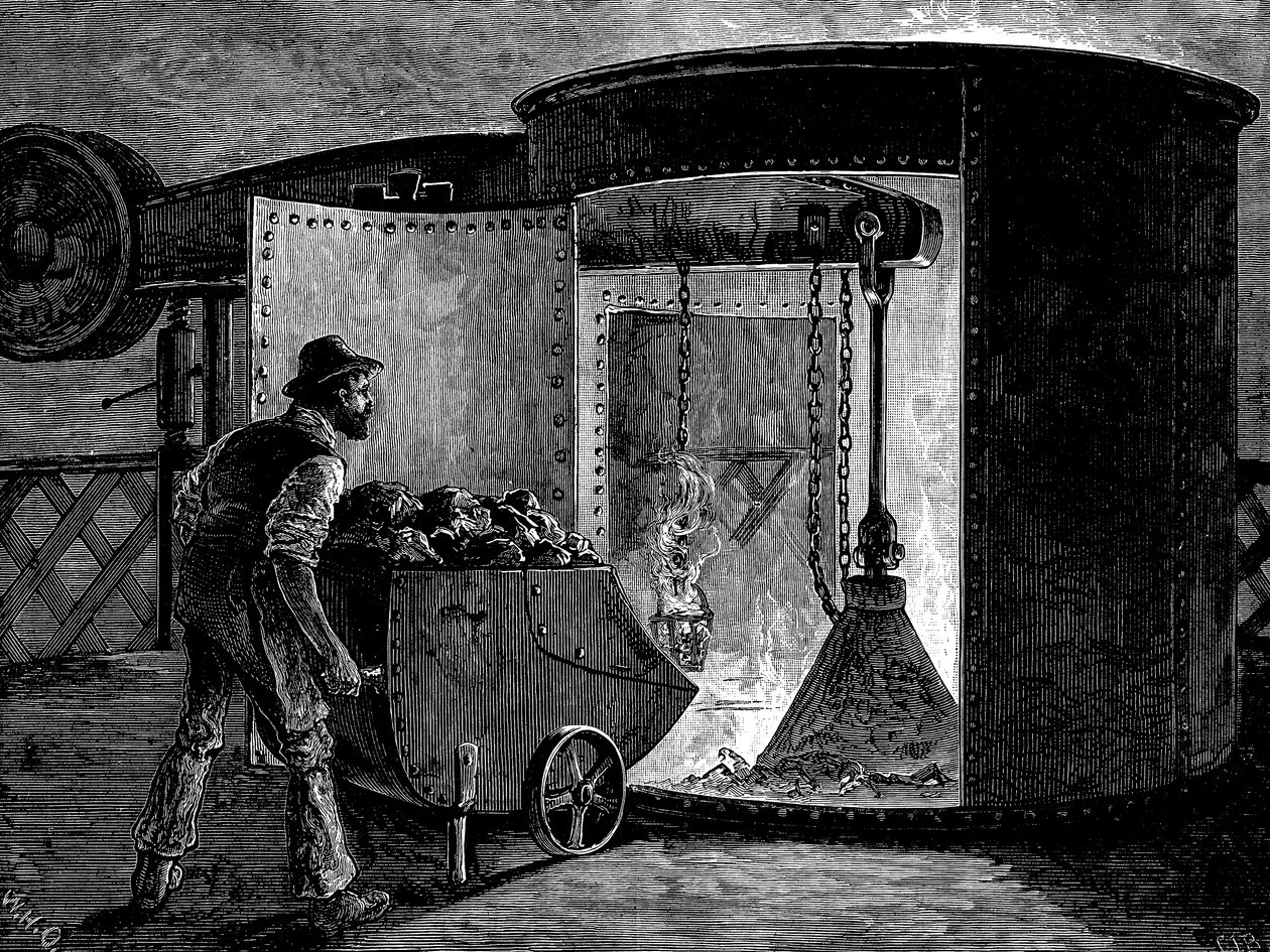 Cargando un alto horno en Govan Iron Works, Escocia, c1885 de Unbekannt