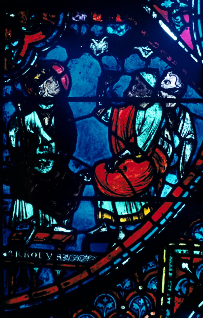Carlomagno mira la Vía Láctea, vidriera, Catedral de Chartres, Francia, c1225 de Unbekannt