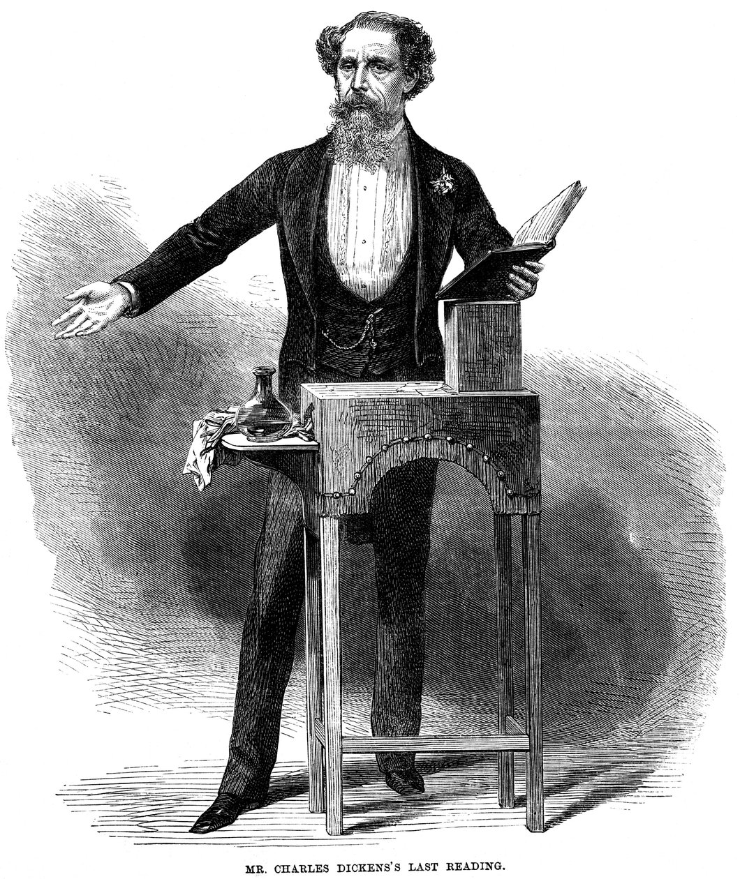 Charles Dickens 1812-70 dando su última lectura pública en St Jamess Hall, Londres, 5 de marzo de 1870 de Unbekannt