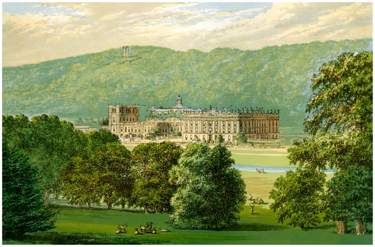 Casa Chatsworth, Derbyshire, hogar del Duque de Devonshire, c1880 de Unbekannt