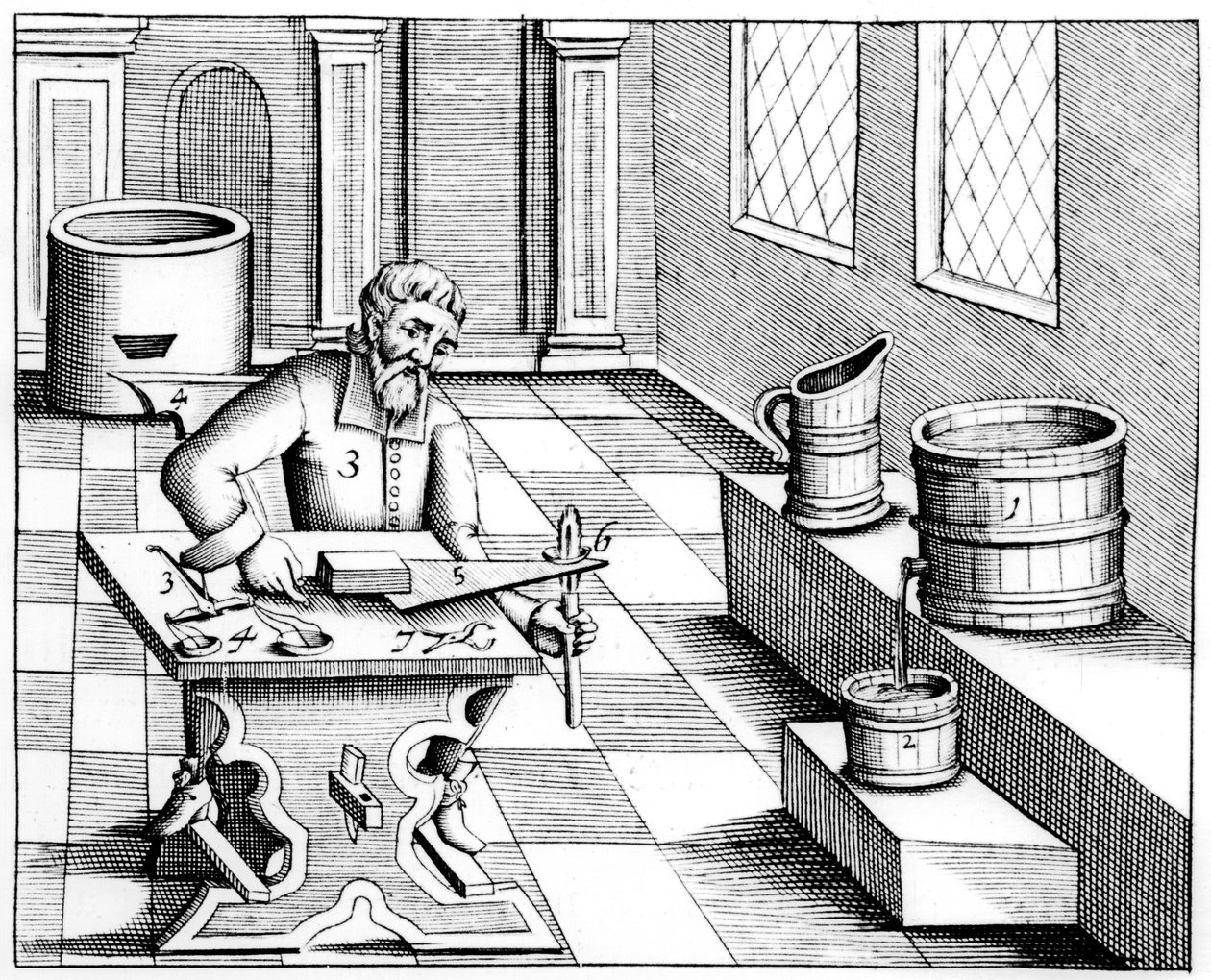 Comprobando la calidad del salitre, nitrato de potasio o KN03, 1683 de Unbekannt